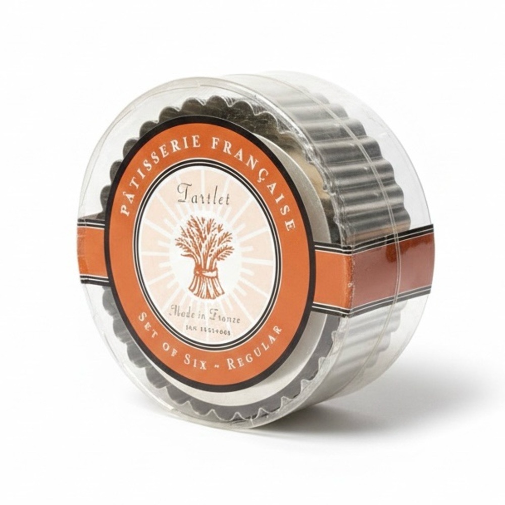 NIB Set of 6 French Tartlet Molds 4.5" (12cm) Fluted Pastry Tins Made in France